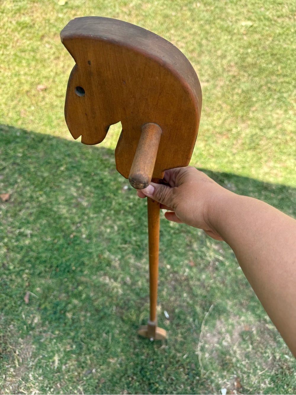Vintage Hobby Horse Handmade Hand carved Toy Ridding Wheel Folk Art Nursery